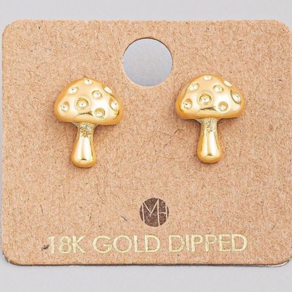 Jewelry - 18K gold dipped mushroom earrings